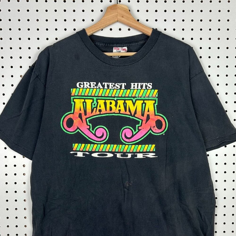 Alabama Greatest Hits Tour T Shirt Band Size Large Black Country Music READ 90s